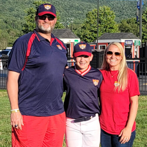 Candice with husband and son at Cooperstown